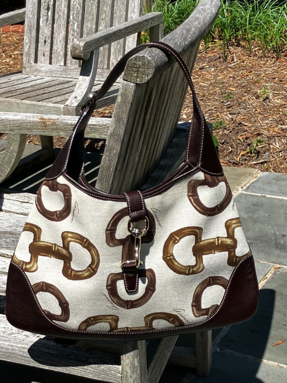 💯Authentic GUCCI Horsebit Bamboo Print Vintage Hobo Bag - Picture 2 of 16